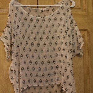 One Clothing side L off the shoulder sheer top